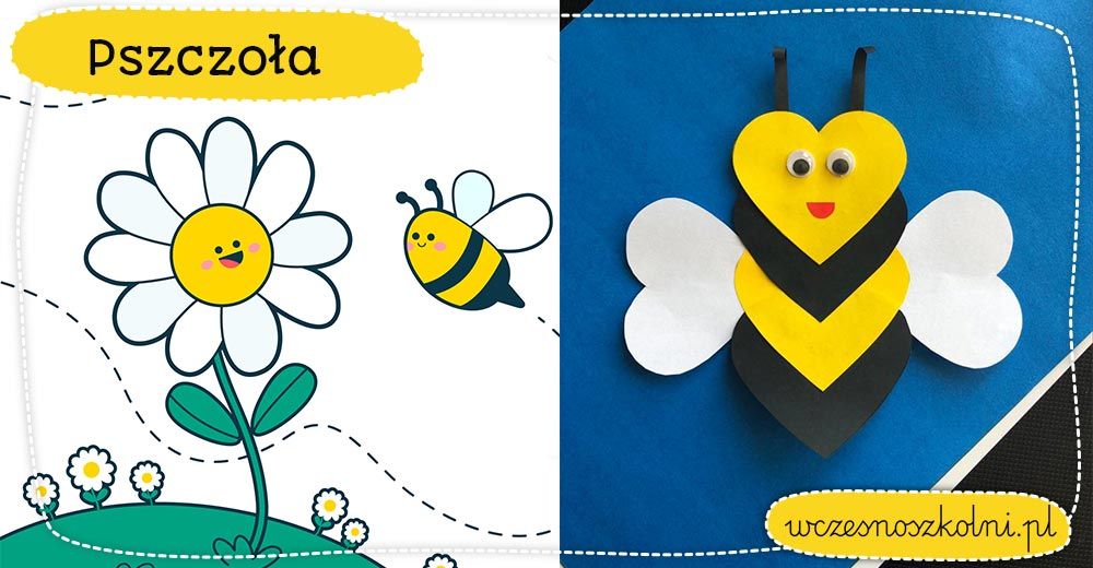 Wiosenna pszczoła - wycinanka i kolorowanka dla dzieci