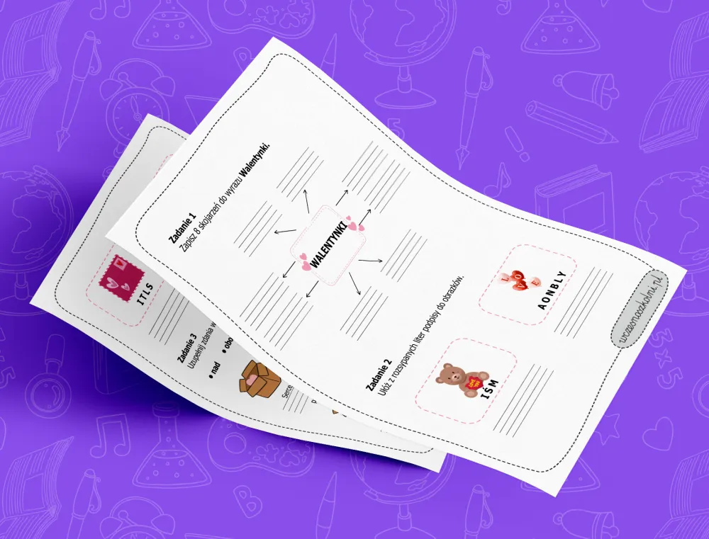 Walentynkowe zadania dla klasy 1