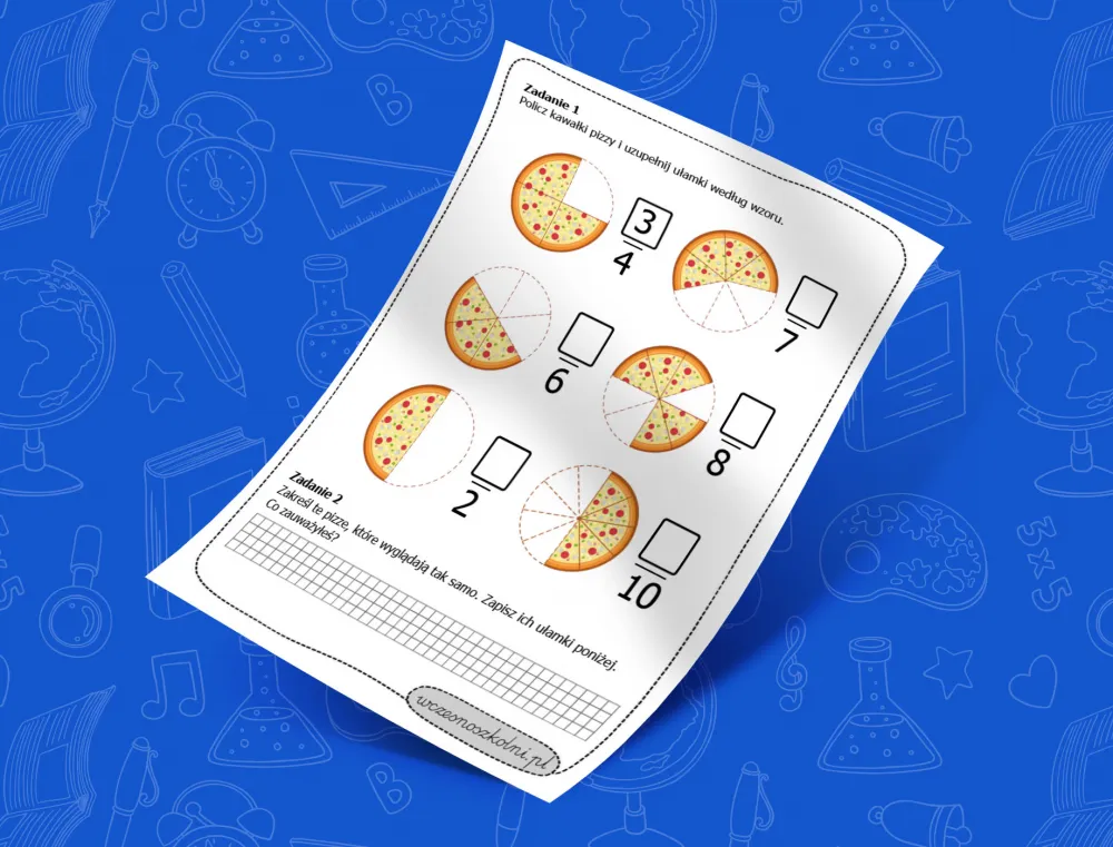 Nauka ułamków z pizzą - zadania matematyczne dla dzieci