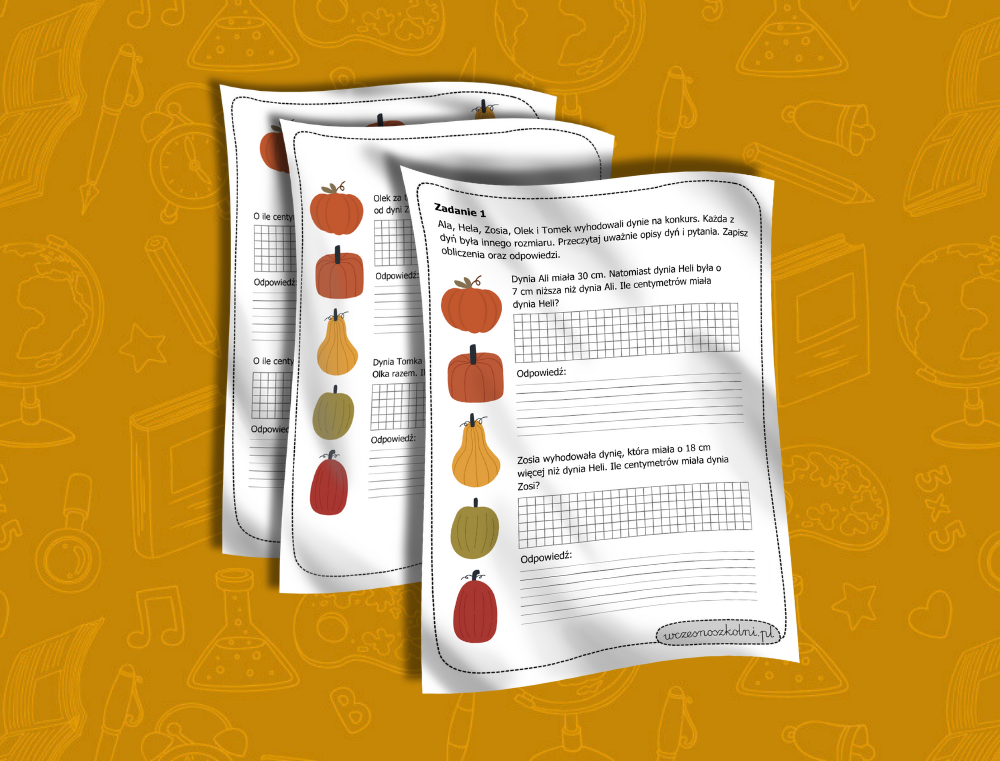 Porównywanie różnicowe – zadania z dyniami klasa 3
