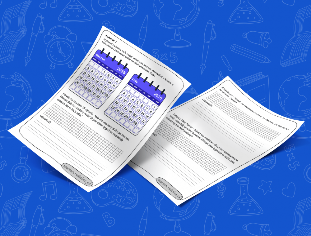 Obliczenia kalendarzowe – zadania dla klasy 2
